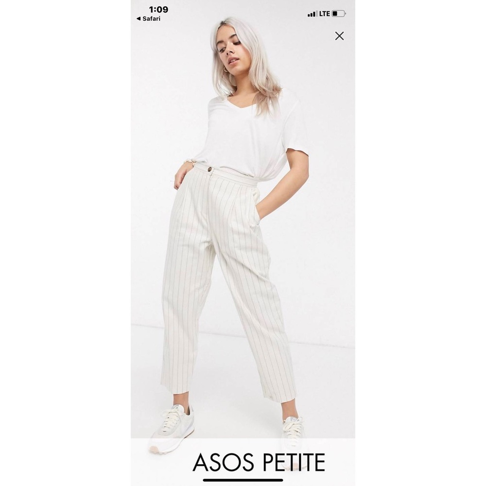 ASOS Petite Linen Dad Pants with Stripes